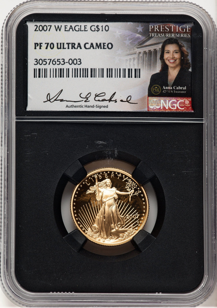 2007-W Proof Gold Eagle 1/4 oz Anna Cabral Prestige Treasurer Series NGC PF70
