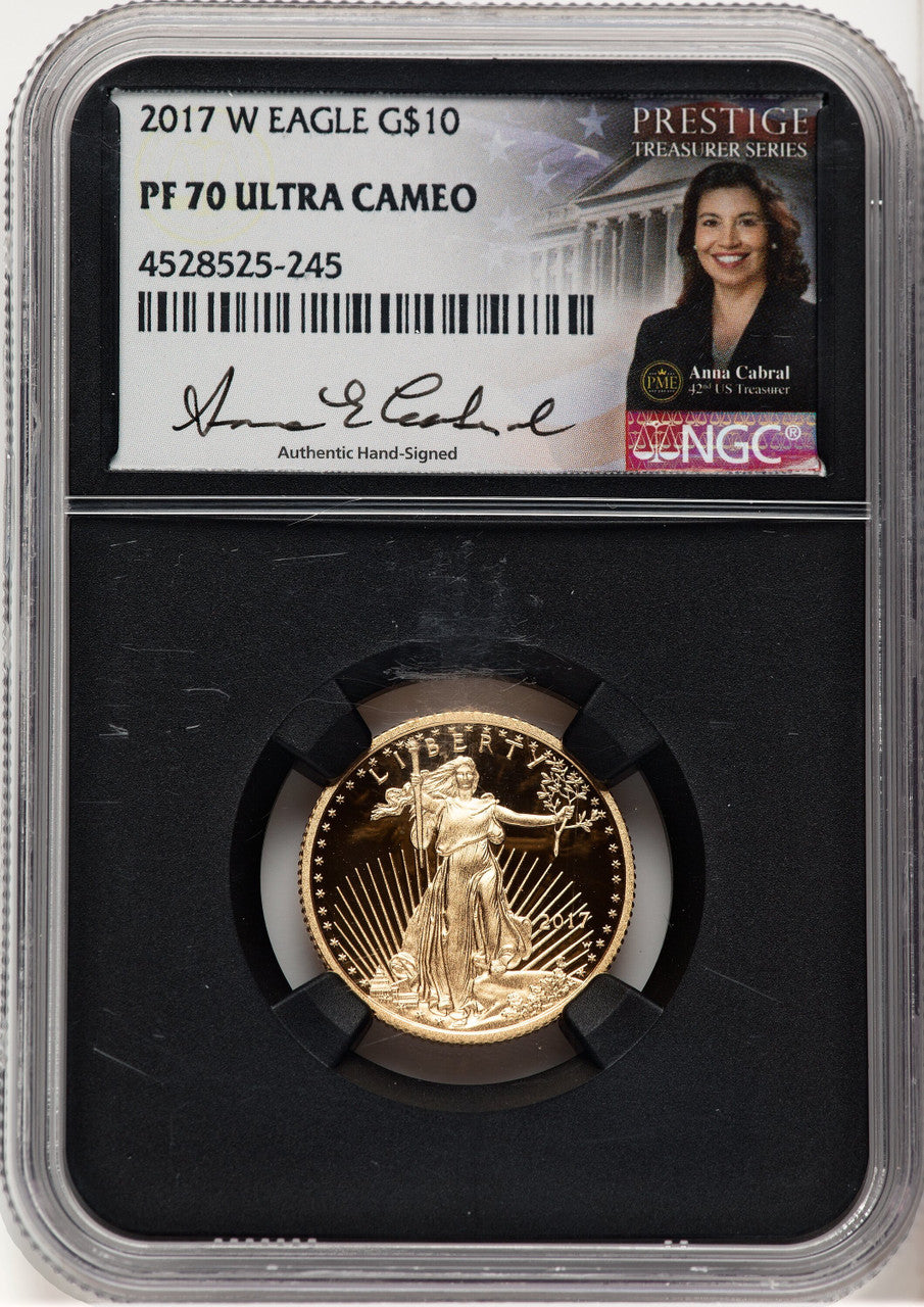 2017-W Proof Gold Eagle 1/4 oz Anna Cabral Prestige Treasurer Series NGC PF70