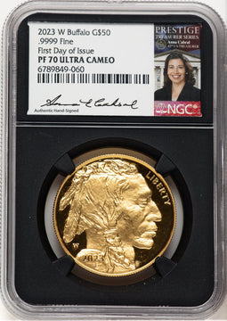 2023-W Proof Gold Buffalo 1 oz FDI Anna Cabral Prestige Treasurer Series NGC MS70