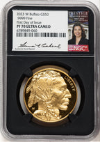 2023-W Proof Gold Buffalo 1 oz FDI Anna Cabral Prestige Treasurer Series NGC MS70