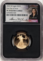 2023-W Proof Gold Eagle 1/4 oz FDI Anna Cabral Prestige Treasurer Series NGC MS70