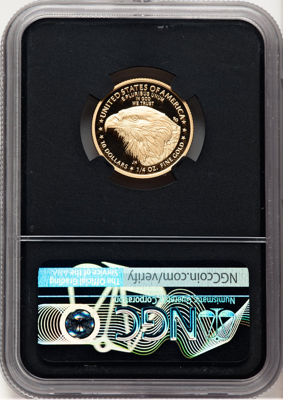 2023-W Proof Gold Eagle 1/4 oz FDI Anna Cabral Prestige Treasurer Series NGC MS70