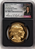 2024-W Proof Gold Buffalo 1 oz FDI Anna Cabral Prestige Treasurer Series NGC MS70
