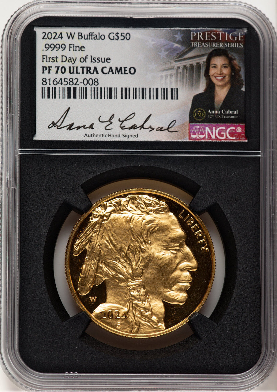 2024-W Proof Gold Buffalo 1 oz FDI Anna Cabral Prestige Treasurer Series NGC MS70