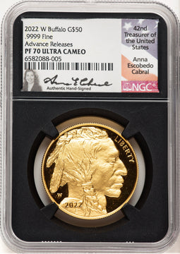 2022-W Proof Gold Buffalo 1 oz AR Anna Cabral NGC MS70