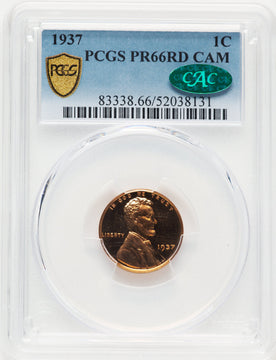 1937 1C CA CAC Proof Lincoln Cent PCGS PR66