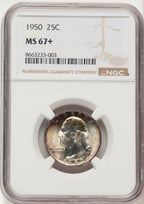 1950 25C Washington Quarter NGC MS67+