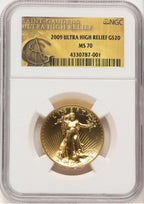 2009 G$20 Ultra High Relief Saint Gaudens Label NGC MS70