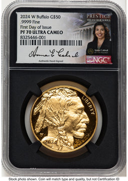 2024-W Proof Gold Buffalo 1 oz FDI Anna Cabral Prestige Treasurer Series NGC PF70 (521425035)