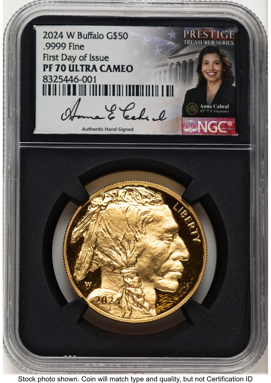 2024-W Proof Gold Buffalo 1 oz FDI Anna Cabral Prestige Treasurer Series NGC PF70 (521425035)