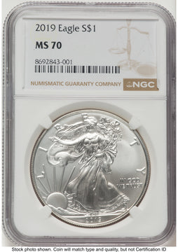 2019 Silver Eagle Brown Label NGC MS70