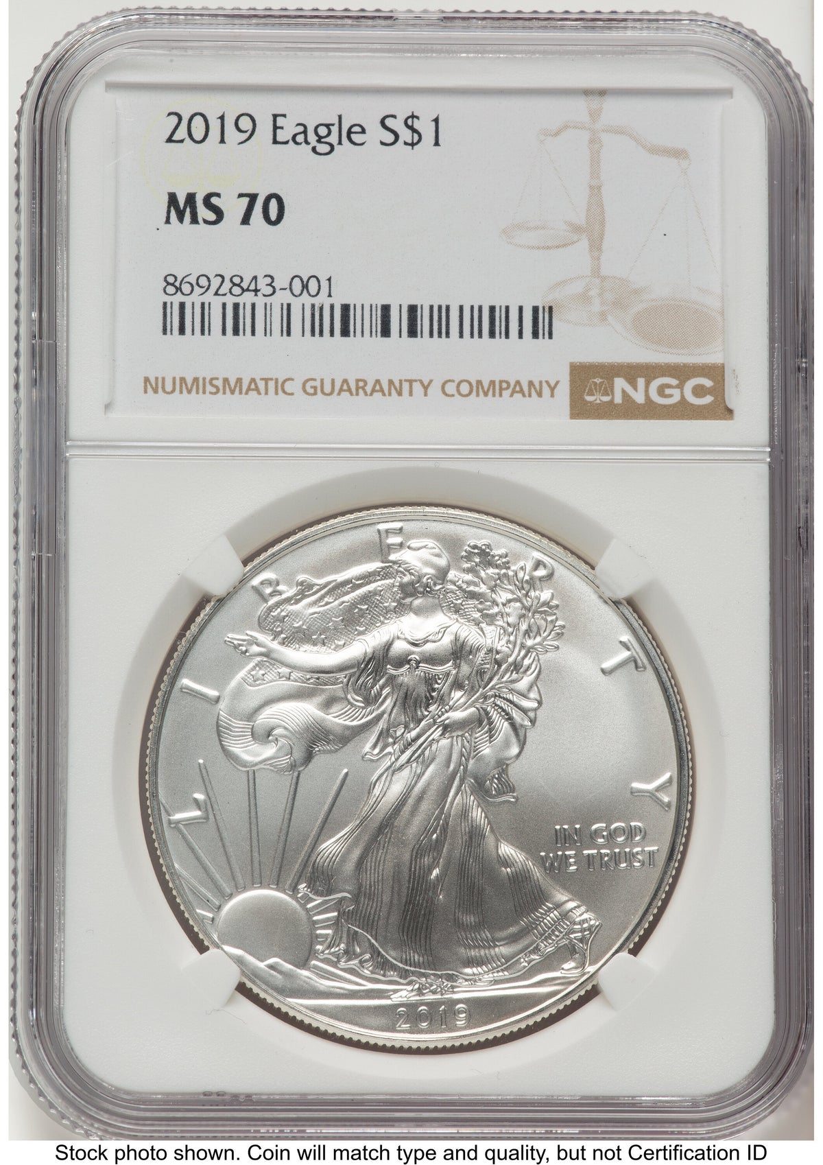 2019 Silver Eagle Brown Label NGC MS70