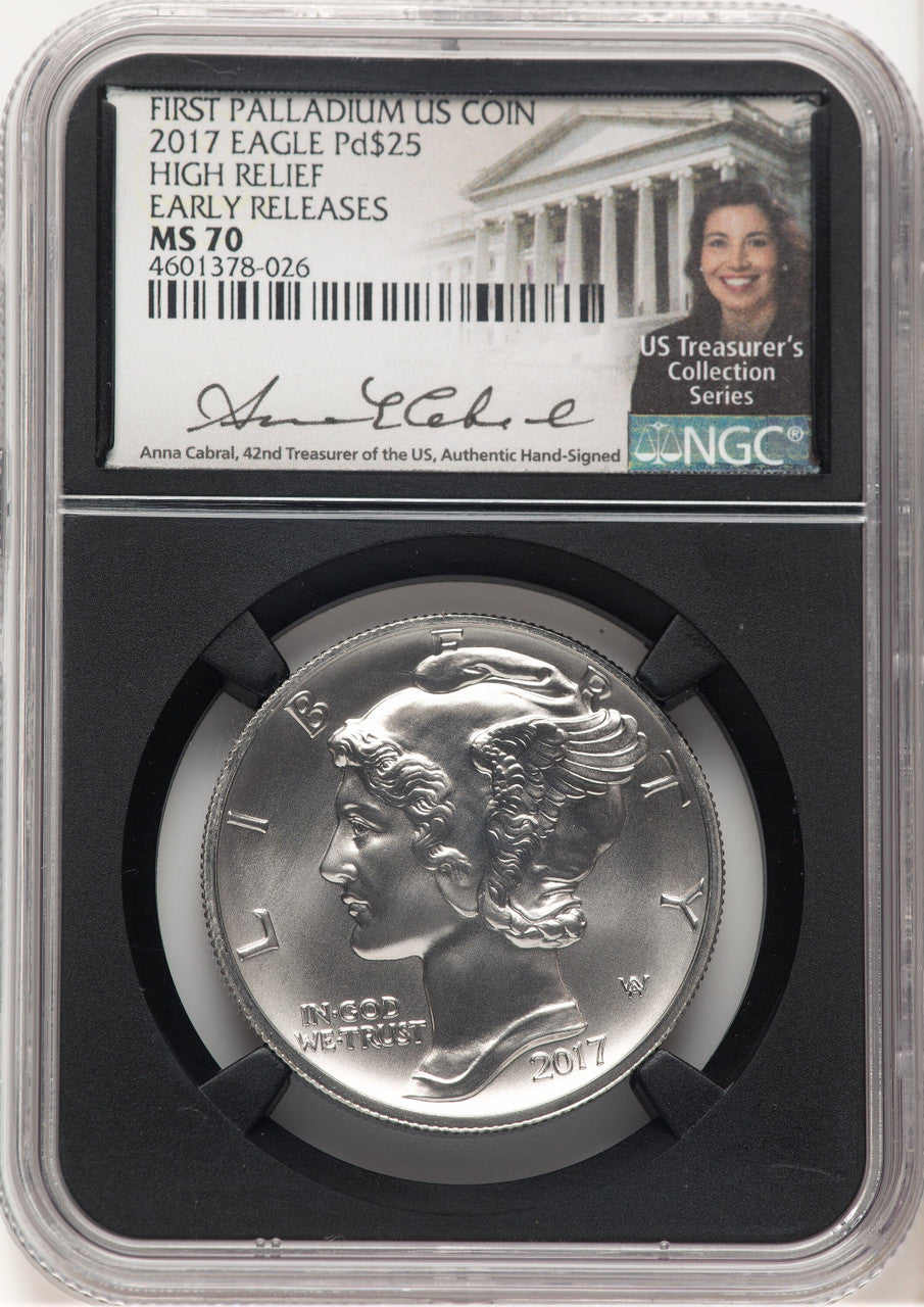 2017 Palladium Eagle 1 oz ER Anna Cabral NGC MS70