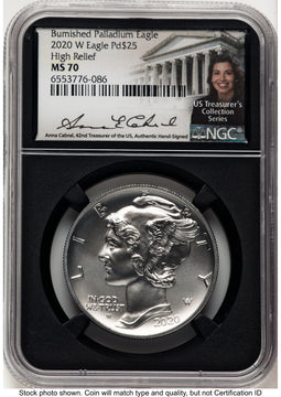 2020-W Palladium Eagle 1 oz Burnished Anna Cabral US Treasurer's Collection Series NGC MS70