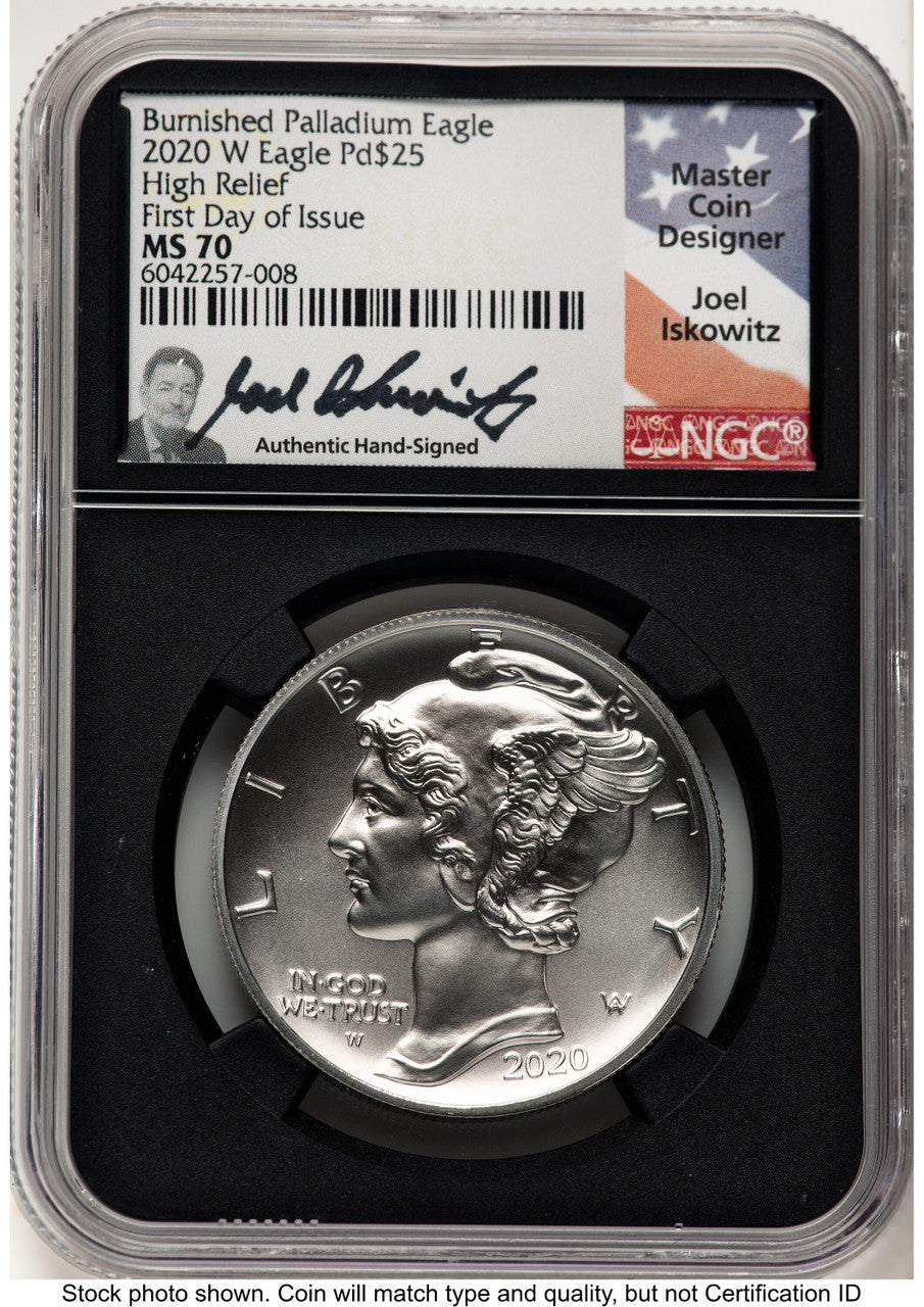 2020-W Palladium Eagle 1 oz Burnished FDI Joel Iskowitz NGC MS70 (521612035)