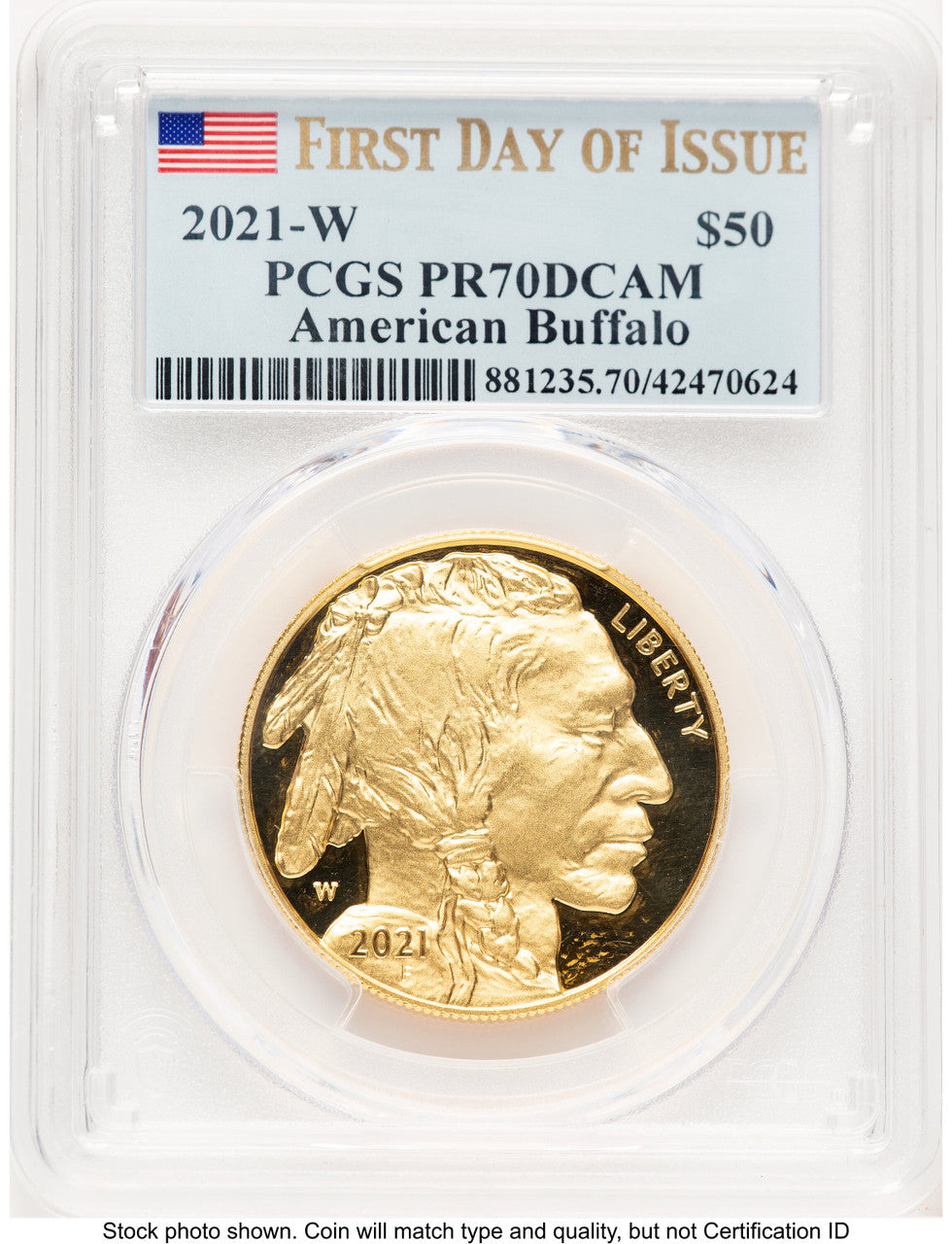 2021-W Proof Gold Buffalo 1 oz FDI Flag PCGS PR70