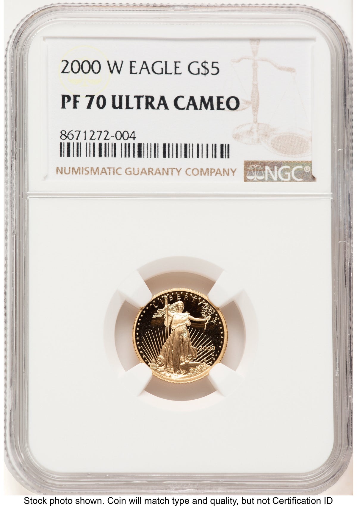2000-W Proof Gold Eagle 1/10 oz Brown Label NGC PF70