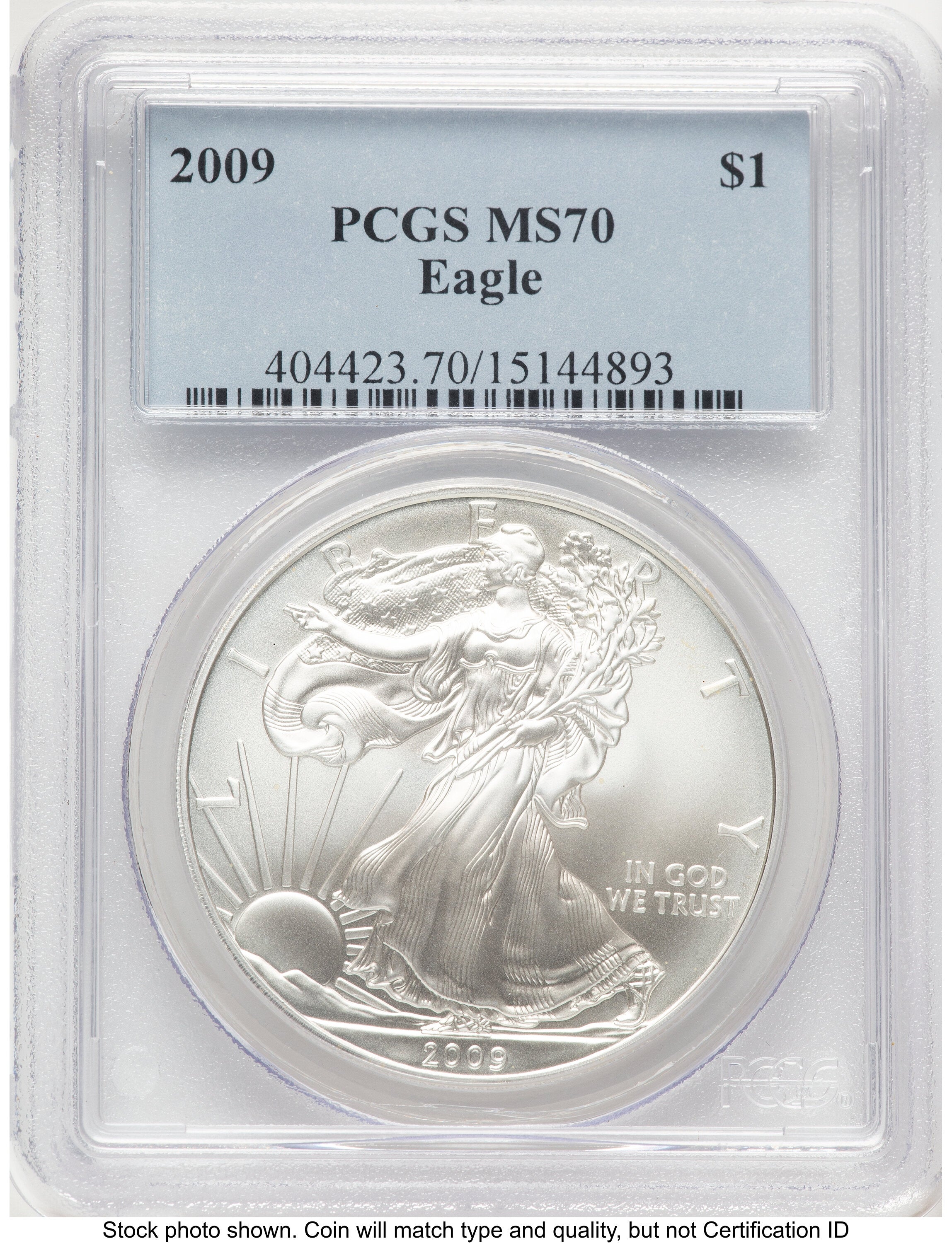 2009 Silver Eagle Blue Label PCGS MS70