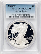 2008-W Proof Silver Eagle 1 oz Blue Gradient PCGS PR70