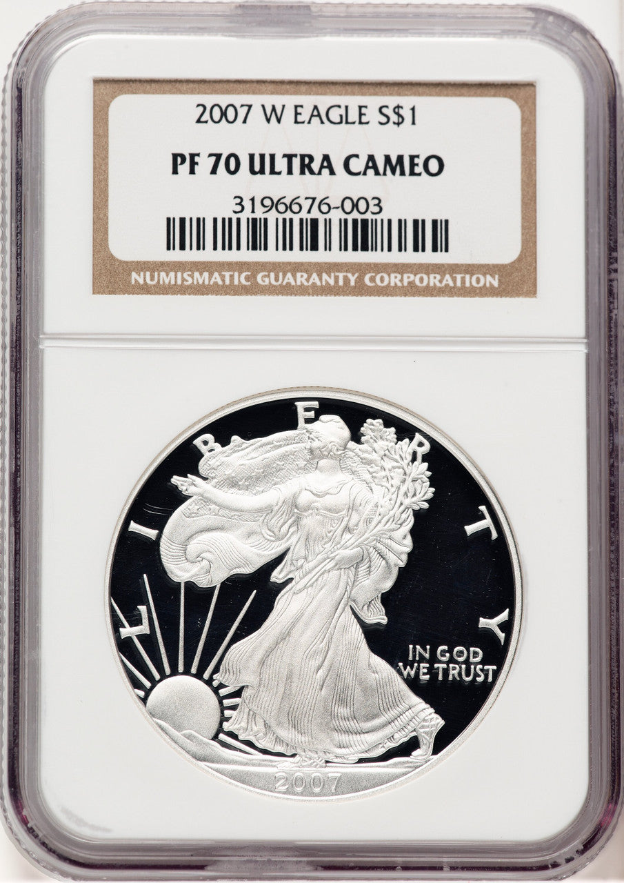 2007-W Proof Silver Eagle 1 oz Brown Label NGC PF70