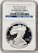 2010-W Proof Silver Eagle 1 oz ER Blue NGC PF70