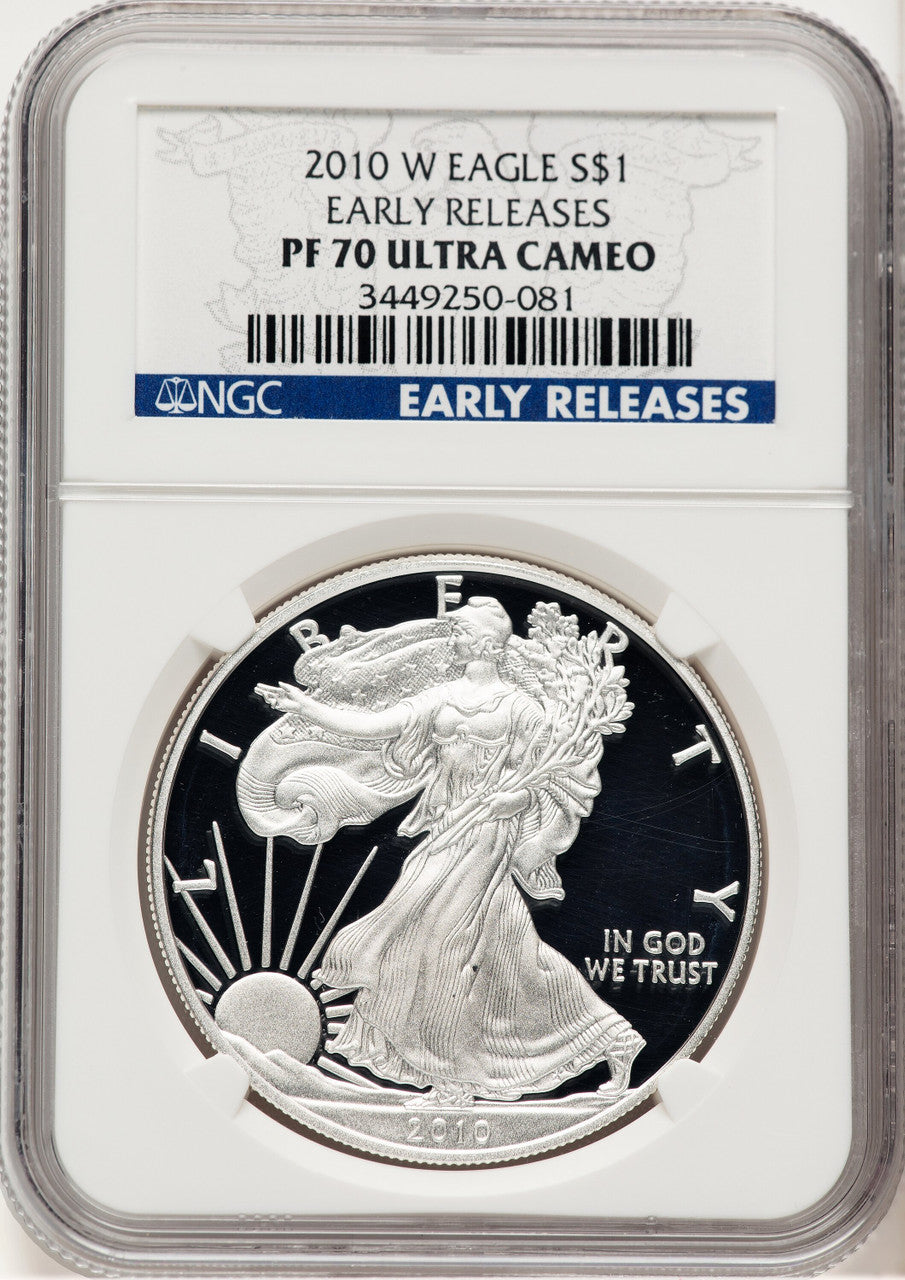 2010-W Proof Silver Eagle 1 oz ER Blue NGC PF70