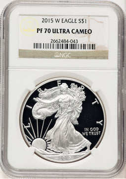 2015-W Proof Silver Eagle 1 oz Brown Label NGC PF70