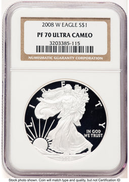 2008-W Proof Silver Eagle 1 oz Brown Label NGC PF70 (521655209)