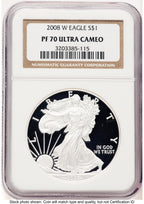 2008-W Proof Silver Eagle 1 oz Brown Label NGC PF70 (521655209)