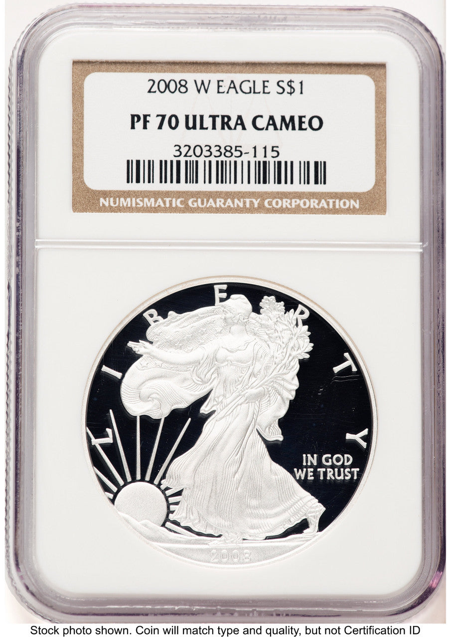 2008-W Proof Silver Eagle 1 oz Brown Label NGC PF70 (521655209)