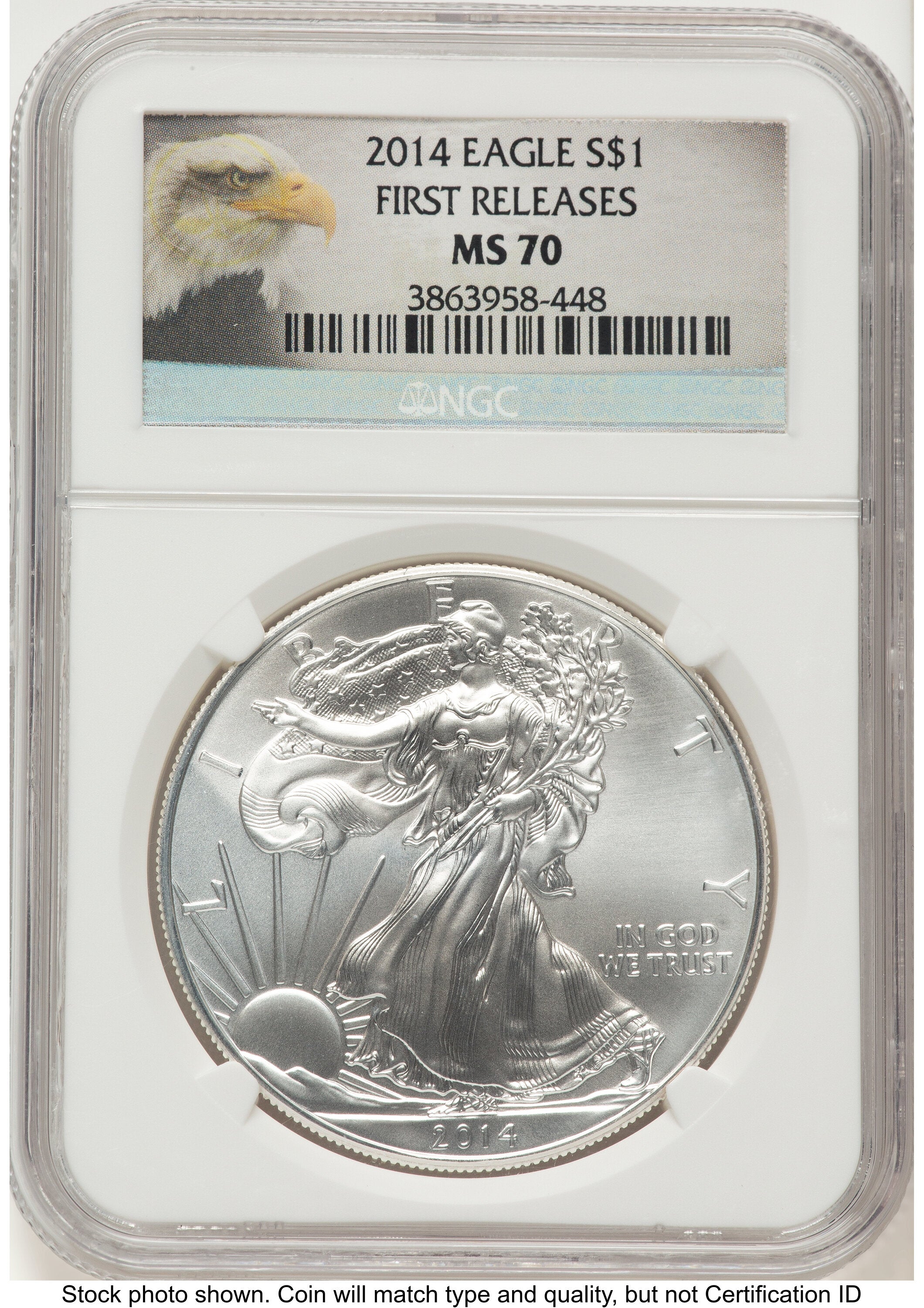 2014 Silver Eagle FR Eagle Label NGC MS70