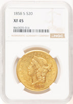 1858-S $20 Liberty Double Eagle NGC XF45 (521657023)