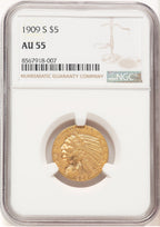 1909-S $5 Indian Half Eagle NGC AU55 (521657028)