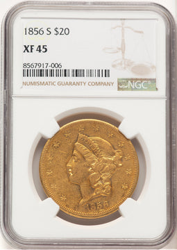 1856-S $20 Liberty Double Eagle NGC XF45 (521657032)