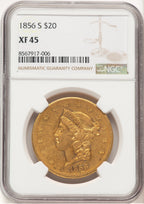 1856-S $20 Liberty Double Eagle NGC XF45 (521657032)