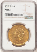 1867-S $20 Liberty Double Eagle NGC AU53 (521657033)