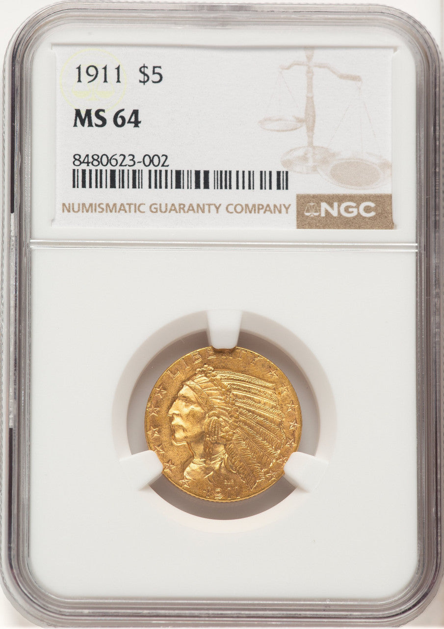 1911 $5 Indian Half Eagle NGC MS64 (521661003)