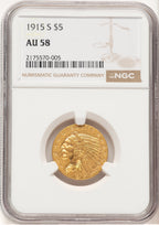 1915-S $5 Indian Half Eagle NGC AU58 (521661004)
