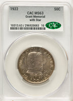 1922 50C Grant With Star Commemorative Silver CACG MS63