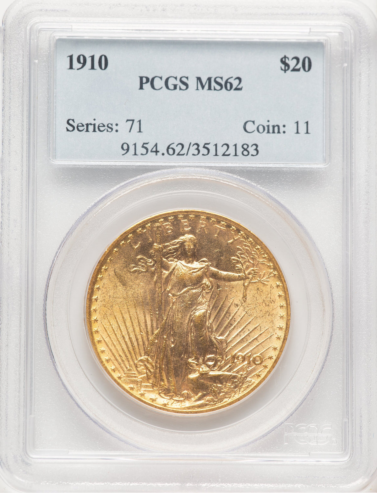 1910 $20 Saint-Gaudens Double Eagle PCGS MS62
