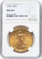 1924 $20 Saint Saint-Gaudens Double Eagle NGC MS66+