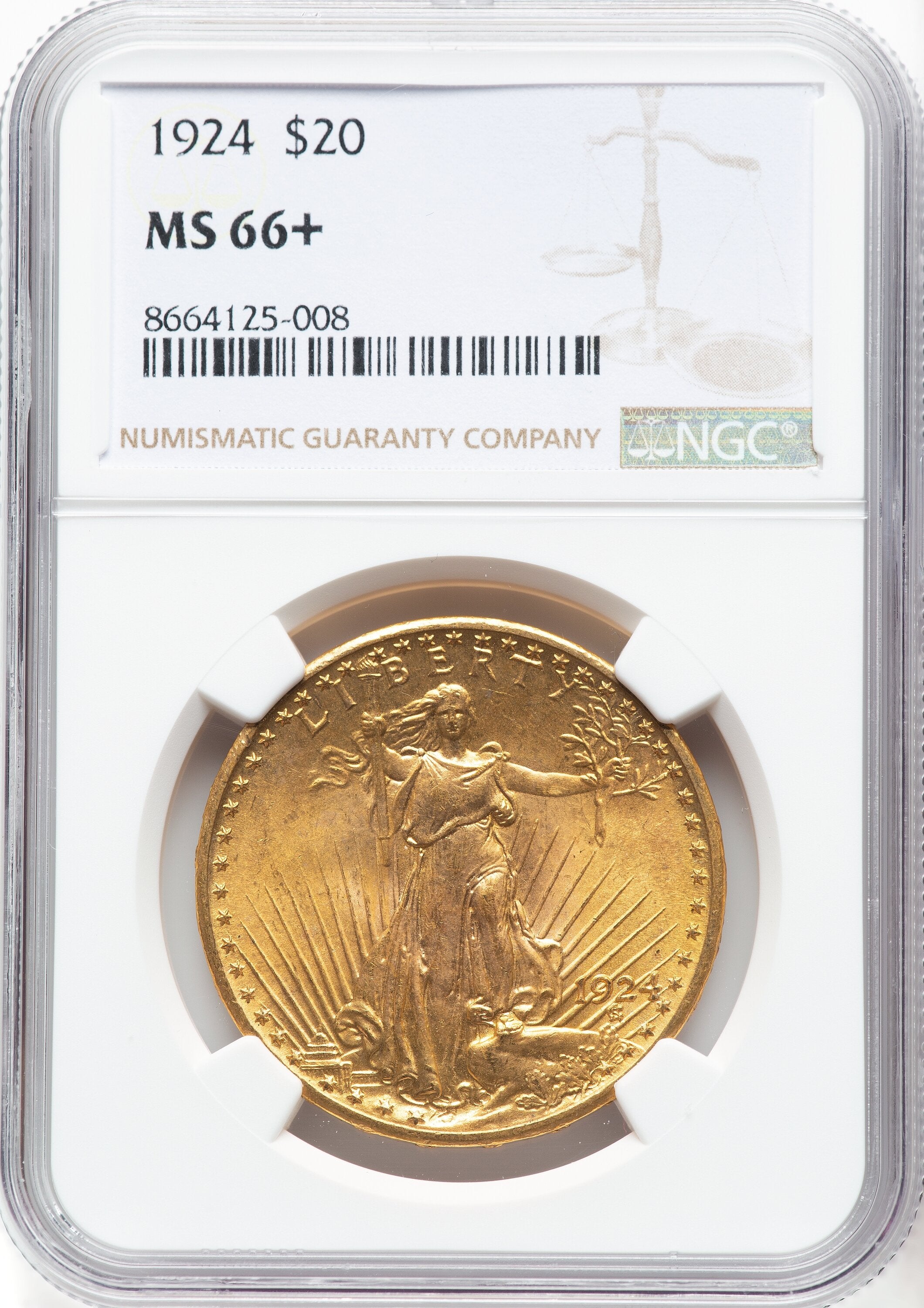 1924 $20 Saint Saint-Gaudens Double Eagle NGC MS66+