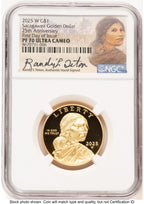 2025-W 1/2 oz Proof Gold Sacagawea 25th Anniversary FDI Randy'L Teton Sacagawea NGC PF70