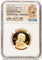 2025-W 1/2 oz Proof Gold Sacagawea 25th Anniversary FDI Randy'L Teton Golden Sacagawea NGC PF70