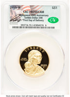 2025-W 1/2 oz Proof Gold Sacagawea 25th Anniversary First Day of Delivery Ron Drzewuki CACG PR70