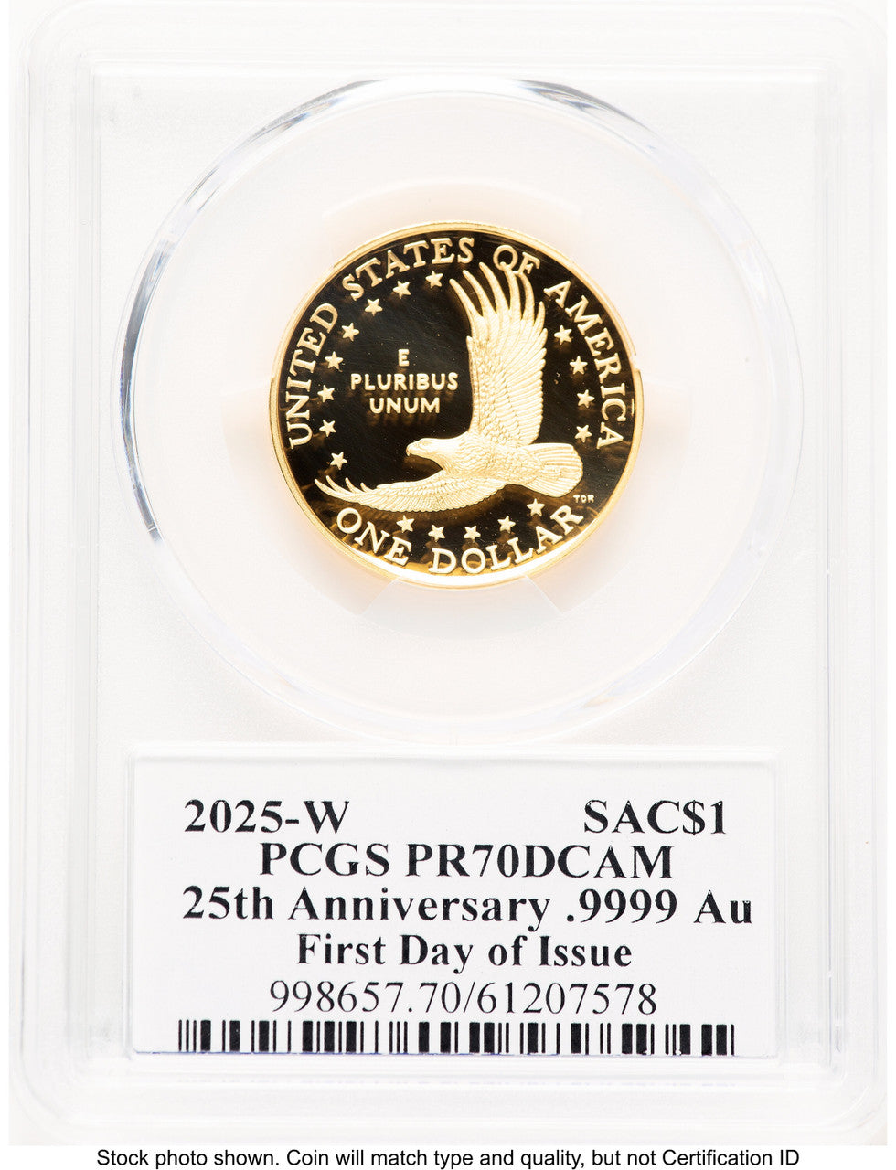 2025-W 1/2 oz Proof Gold Sacagawea 25th Anniversary FDI PCGS PR70 Ed Moy