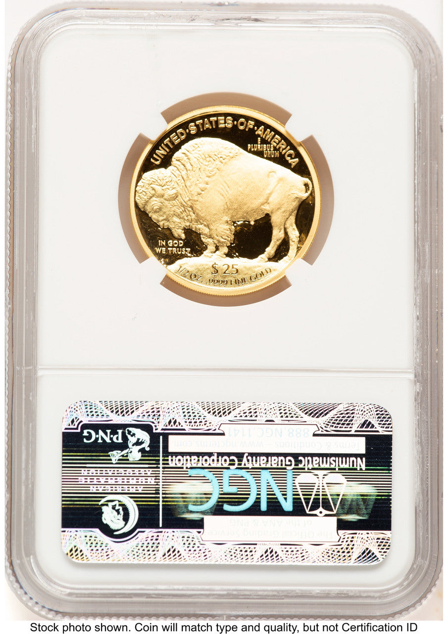 2008-W Proof Gold Buffalo 1/2 oz Top 50 Most Popular Modern Coins Label NGC PF70