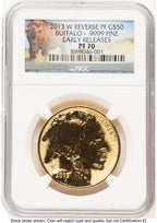 2013-W Reverse Proof Gold Buffalo 1 oz ER Bison Label NGC PF70 (521756029)