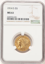 1914-S $5 Indian Half Eagle NGC MS61