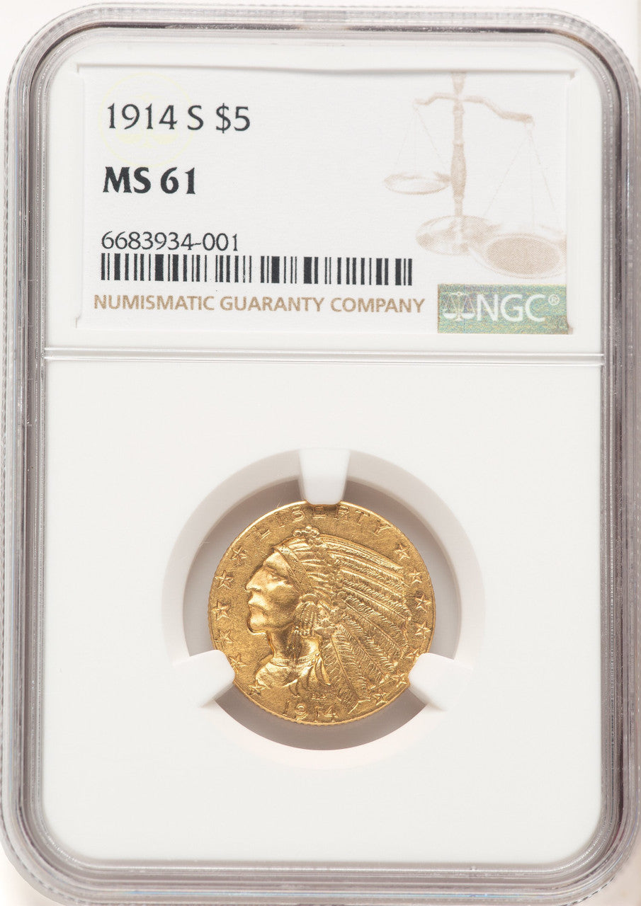 1914-S $5 Indian Half Eagle NGC MS61